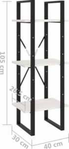 vidaXL 3-poziomowy regał na książki, biały, 40x30x105 cm, lita sosna 8