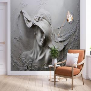 Art Murals Art Murals Fototapeta Flizelinowa Płaskorzeźba 3D, dziewczyna w kapeluszu, 190 x 125 cm 1
