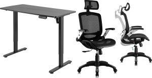 Biurko Mozos Biurko Mozos ED-PRO Czarne 120 cmx60 cm + Krzesło biurowe Ergo-C Czarne 1