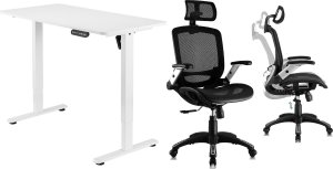 Biurko Mozos Biurko Mozos ED PRO WH Białe 120 cmx60 cm + Krzesło biurowe Ergo-C Czarne 1