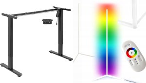 Mozos Mozos EDF-ECO-BK - stelaż do biurka czarny z elektryczną regulacją wysokości + Lampa podłogowa narożna LC-RGB LED biała 23