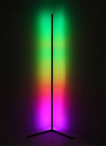 Mozos Mozos EDF-ECO-BK - stelaż do biurka czarny z elektryczną regulacją wysokości + Lampa podłogowa narożna LC-RGB LED biała 43