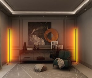 Mozos Mozos EDF-ECO-BK - stelaż do biurka czarny z elektryczną regulacją wysokości + Lampa podłogowa narożna LC-RGB LED biała 44