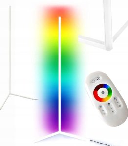 Mozos Mozos Stelaż do biurka czarny z elektryczną regulacją wysokości EDF-PRO-BK + Lampa podłogowa narożna LC-RGB LED biała 12