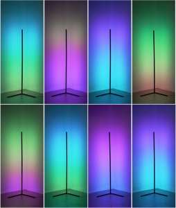 Mozos Mozos Stelaż do biurka biały z elektryczną regulacją wysokości BIAŁY + Lampa podłogowa narożna LC-RGB LED biała 14