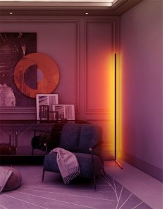 Mozos Mozos Stelaż do biurka biały z elektryczną regulacją wysokości BIAŁY + Lampa podłogowa narożna LC-RGB LED biała 17