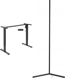 Mozos Mozos Stelaż do biurka czarny z elektryczną regulacją wysokości EDF-PRO-BK + Lampa podłogowa narożna LC-RGB LED czarna 16