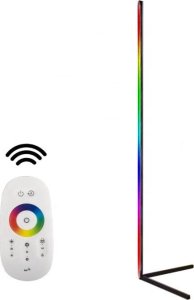 Mozos Mozos Stelaż do biurka biały z elektryczną regulacją wysokości BIAŁY + Lampa podłogowa narożna LC-RGB LED czarna 28