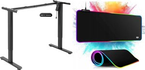 Mozos Mozos Stelaż do biurka czarny z elektryczną regulacją wysokości EDF-PRO-BK + PODŚWIETLANA PODKŁADKA 80x30CM 1