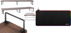 Mozos Mozos DUAL RISER P podstawka półka pod dwa monitory + Podkładka Gaming-MP 1