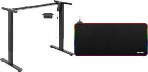 Mozos Mozos EDF-ECO-BK - stelaż do biurka czarny z elektryczną regulacją wysokości + Podkładka Gaming-MP 15