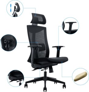 Krzesło biurowe Mozos Krzesło biurowe Mozos Ergo-F Czarne + Podnóżek biurowy FS1 8