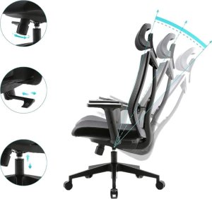 Krzesło biurowe Mozos Krzesło biurowe Mozos Ergo-F Czarne + Podnóżek biurowy FS1 9