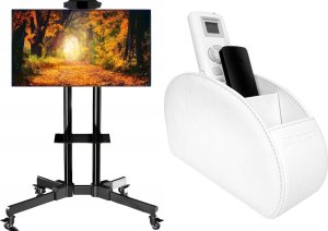 Mozos Mozos Stojak podłogowy 1500 32'' - 60'' + RCH-1-WH organizer na piloty biały 1