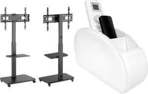 Mozos Mozos MSTV mobilny stojak tv stand do telewizora + RCH-1-WH organizer na piloty biały 1