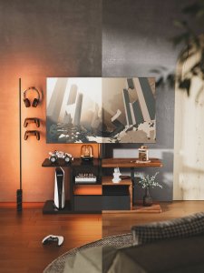 Mozos Mozos Stolik RTV czarny CTS2 + Głośniki komputerowe GS-BAR BT 5