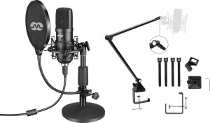 Mikrofon Mozos Mikrofon Mozos USB MKIT-900PRO Gamer + Statyw biurkowy na mikrofon czarny SB42 1