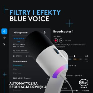 Mikrofon Logitech G Yeti GX biały (988-000576) + Lampa Litra Glow 12