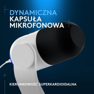 Mikrofon Logitech G Yeti GX biały (988-000576) + Lampa Litra Glow 10