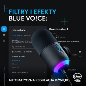 Mikrofon Logitech G Yeti GX czarny (988-000569) + Lampa Litra Glow 5