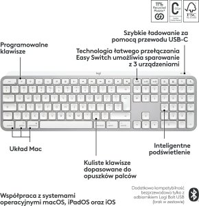 Klawiatura Logitech MX Keys S for Mac (920-011638) + Brio 100 (960-001585) 13