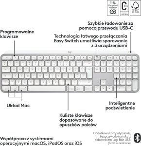 Klawiatura Logitech MX Keys S for Mac (920-011638) + Brio 100 (960-001585) 37