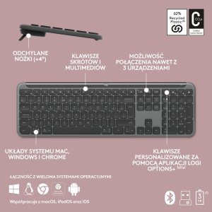 Klawiatura + mysz Logitech Signature Slim MK950 grafitowa (920-012490) + Brio 100 (960-001585) 12