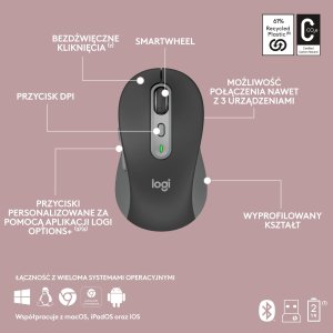 Klawiatura + mysz Logitech Signature Slim MK950 grafitowa (920-012490) + Brio 100 (960-001585) 13