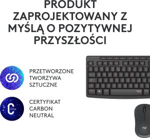 Klawiatura + mysz Logitech MK295 Silent Wireless Combo (920-009800) + Brio 100 (960-001585) 9