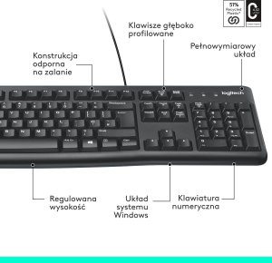 Klawiatura Logitech K120 (920-002509) + Brio 100 (960-001585) 8
