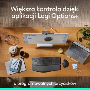 Mysz Logitech MX Ergo S (910-007260) + MX Keys S Bezprzewodowa Graphite US (920-011587) 26