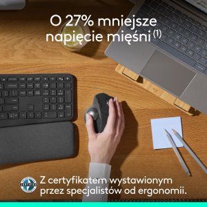 Mysz Logitech MX Ergo S (910-007260) + MX Keys S Bezprzewodowa Graphite US (920-011587) 45
