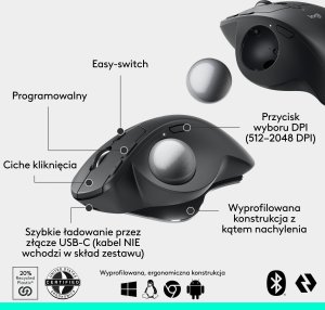Mysz Logitech MX Ergo S (910-007260) + MX Keys S Bezprzewodowa Graphite US (920-011587) 47