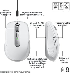 Mysz Logitech Anywhere 3S For Mac Pale Gray (910-006946) + MX Keys S Bezprzewodowa Graphite US (920-011587) 2