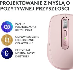 Mysz Logitech MX Anywhere 3S Rose (910-006931) + MX Keys S Bezprzewodowa Graphite US (920-011587) 34