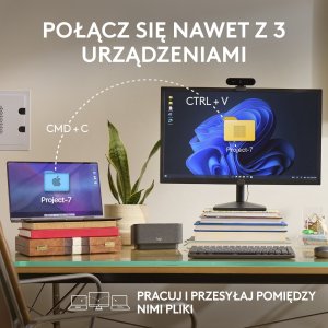 Mysz Logitech MX Anywhere 3S Pale Grey (910-006930) + MX Keys S Bezprzewodowa Graphite US (920-011587) 55