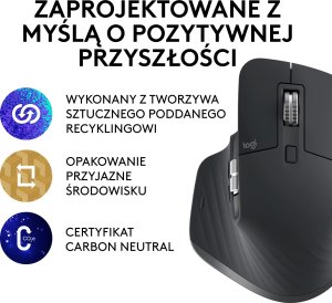 Mysz Logitech MX Master 3S Performance Graphite (910-006559) + MX Keys S Bezprzewodowa Graphite US (920-011587) 50