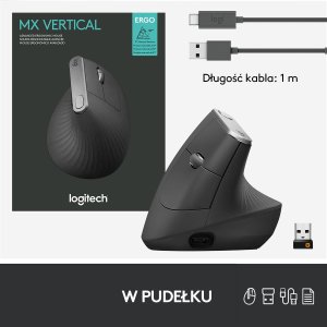 Mysz Logitech MX Vertical Ergonomic (910-005448) + MX Keys S Bezprzewodowa Graphite US (920-011587) 28