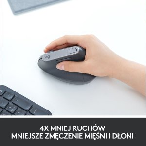 Mysz Logitech MX Vertical Ergonomic (910-005448) + MX Keys S Bezprzewodowa Graphite US (920-011587) 54