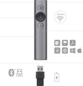 Logitech Spotlight Presentation Remote Szary (910-004861) + MX Anywhere 3S Graphite (910-006929) 52