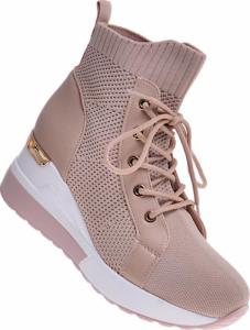 Pantofelek24 Sportowe damskie sneakersy z tkaniny Beżowe /C2-2 10723 T987/ 38 4