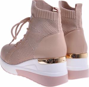 Pantofelek24 Sportowe damskie sneakersy z tkaniny Beżowe /C2-2 10723 T987/ 38 5