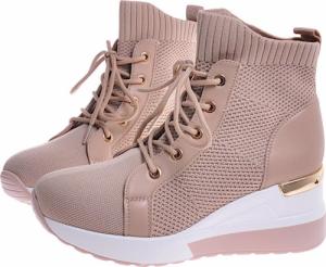 Pantofelek24 Sportowe damskie sneakersy z tkaniny Beżowe /C2-2 10723 T987/ 38 7