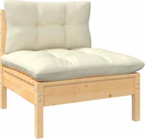 vidaXL 2-osobowa sofa ogrodowa z kremowymi poduszkami, drewno sosnowe 2
