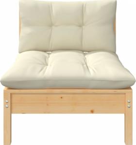 vidaXL 2-osobowa sofa ogrodowa z kremowymi poduszkami, drewno sosnowe 3