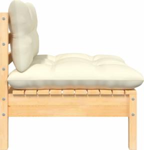 vidaXL 2-osobowa sofa ogrodowa z kremowymi poduszkami, drewno sosnowe 4
