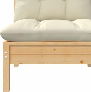 vidaXL 2-osobowa sofa ogrodowa z kremowymi poduszkami, drewno sosnowe 5