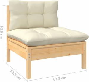 vidaXL 2-osobowa sofa ogrodowa z kremowymi poduszkami, drewno sosnowe 7