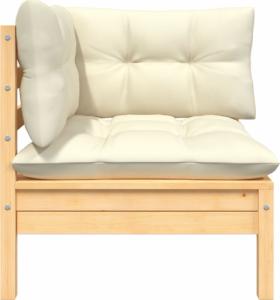 vidaXL Ogrodowe siedzisko narożne z kremowymi poduszkami, lita sosna 2