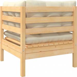 vidaXL Ogrodowe siedzisko narożne z kremowymi poduszkami, lita sosna 3